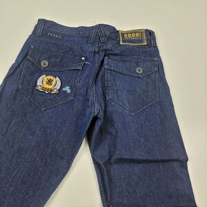 Vintage Y2K Coogi Blue Denim Skater Jeans Gold Embroidered Men's Hip Hop 32x34